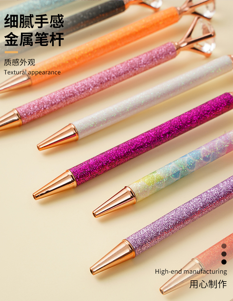 Wholesale diamond ballpoint pens, gold powder covered ballpoint pens, large diamond pens and fashionable gift pens from the manufacturer pic 4