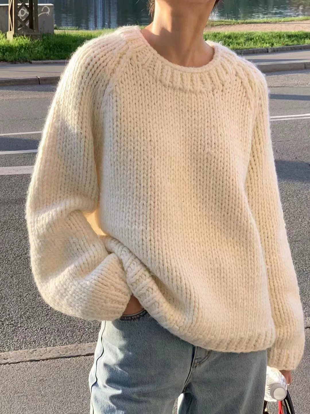 2023 in-stock Handongdaemun autumn/Winter new oun*e round-neck handcrafted pullover loose wool casual sweater top pic 21