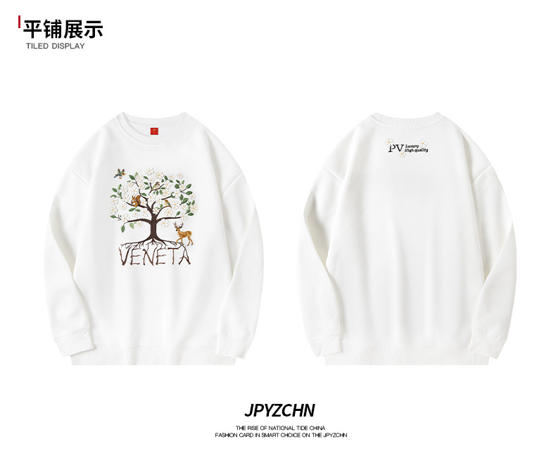 国潮轻奢光变花朵树重工刺绣舒适长袖圆领男装卫衣秋冬款时尚上衣详情15