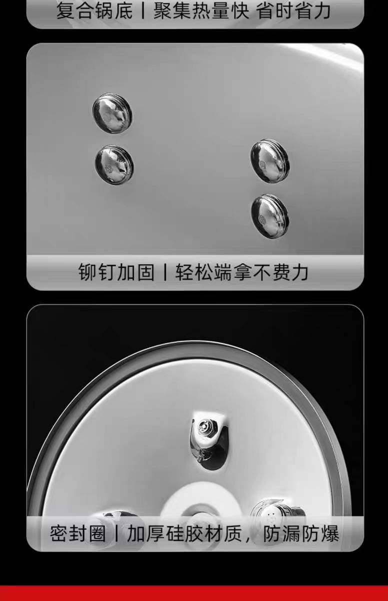 超大不锈钢防爆压力锅商用大容量高压锅燃气电磁灶通用饭店专用压力锅详情19