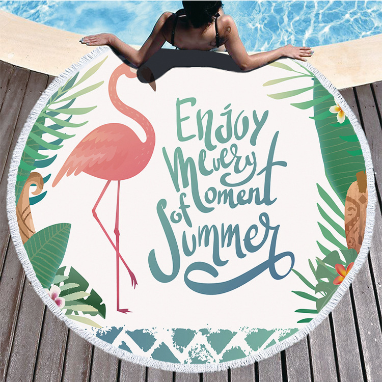 Toalla de playa personalizada crossover venta caliente nueva llegada hogar 3D digital flamingos impresión toalla de piscina toalla absorbente pic 2