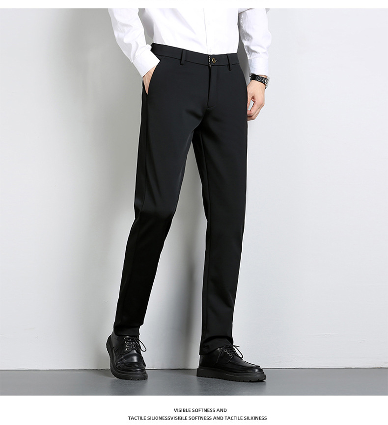 High-end business casual pants for men 2022 autumn and winter, thickened long pants, youth straight, elastic, wrinkle-free and drape dress pants pic 46