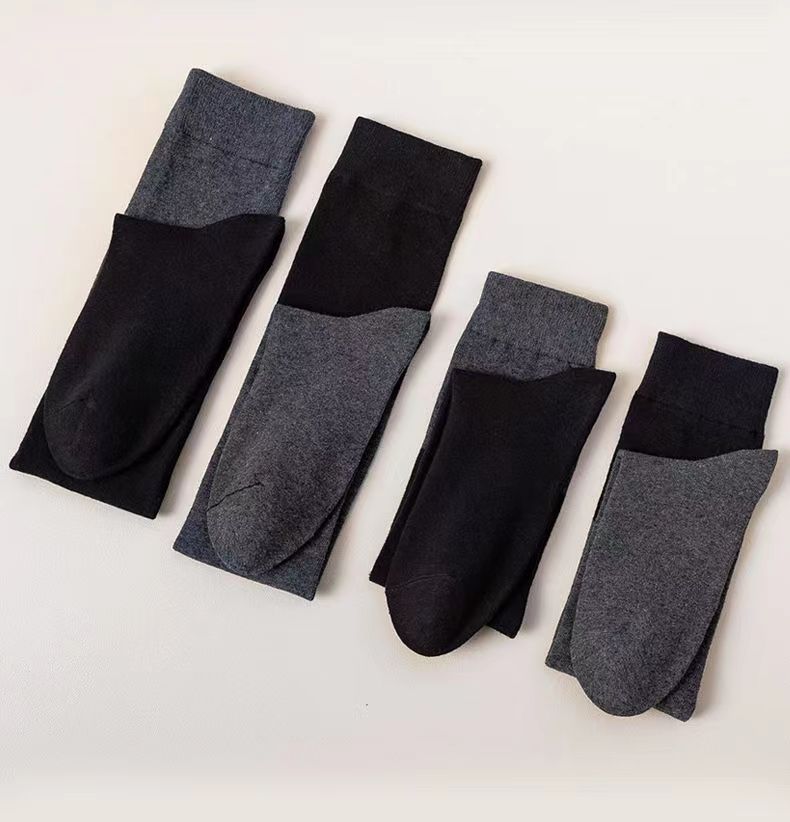 Sock stall, one-piece consignment delivery, color-blocking calf socks for women, spring and autumn style, black and gray patchwork, Japanese-style long thigh-high socks, half-leg slightly pressed black calf socks, one-piece consignment delivery pic 24