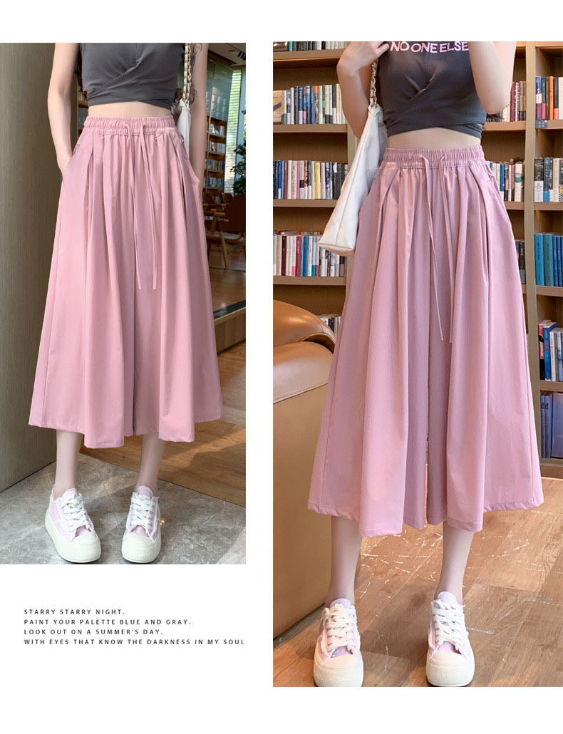 冰丝七分裙裤阔腿裤女夏季薄款宽松显瘦大码裤裙直筒休闲山本裙裤详情12