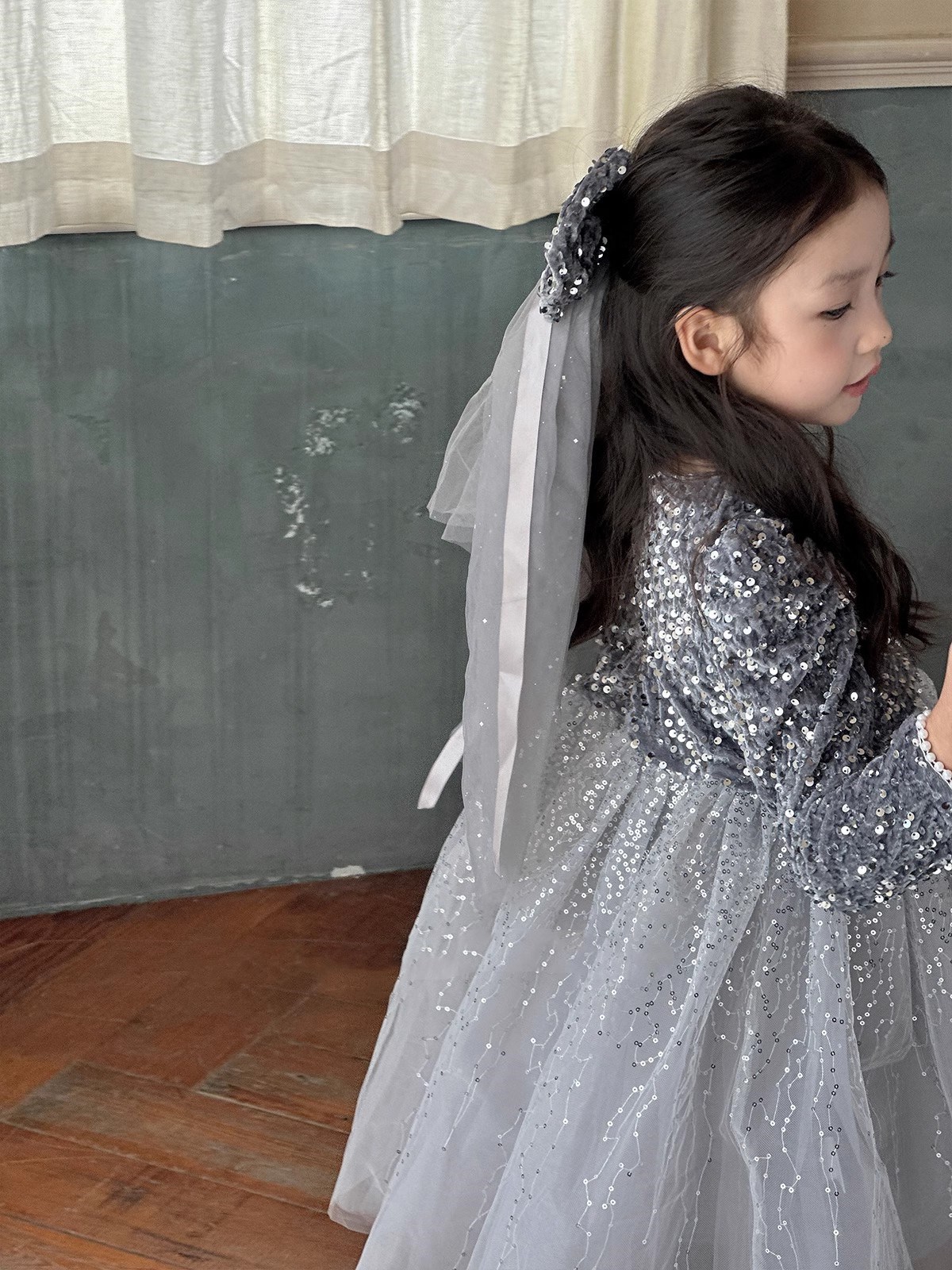 女童裙子亮片头纱加绒加厚超仙公主裙连衣裙2025冬装新款外贸童装详情8