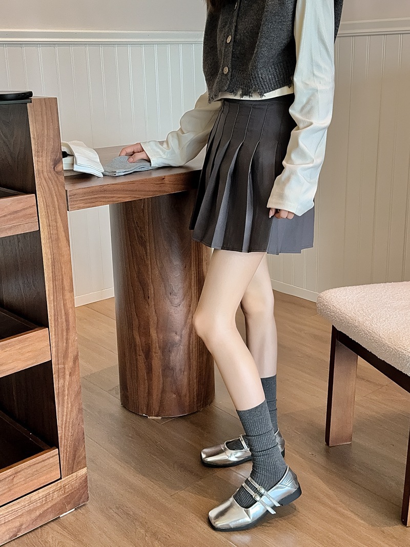 安可拉红袜子秋季女中筒袜酒红色堆堆袜春秋安哥拉红抽条袜子批发详情10