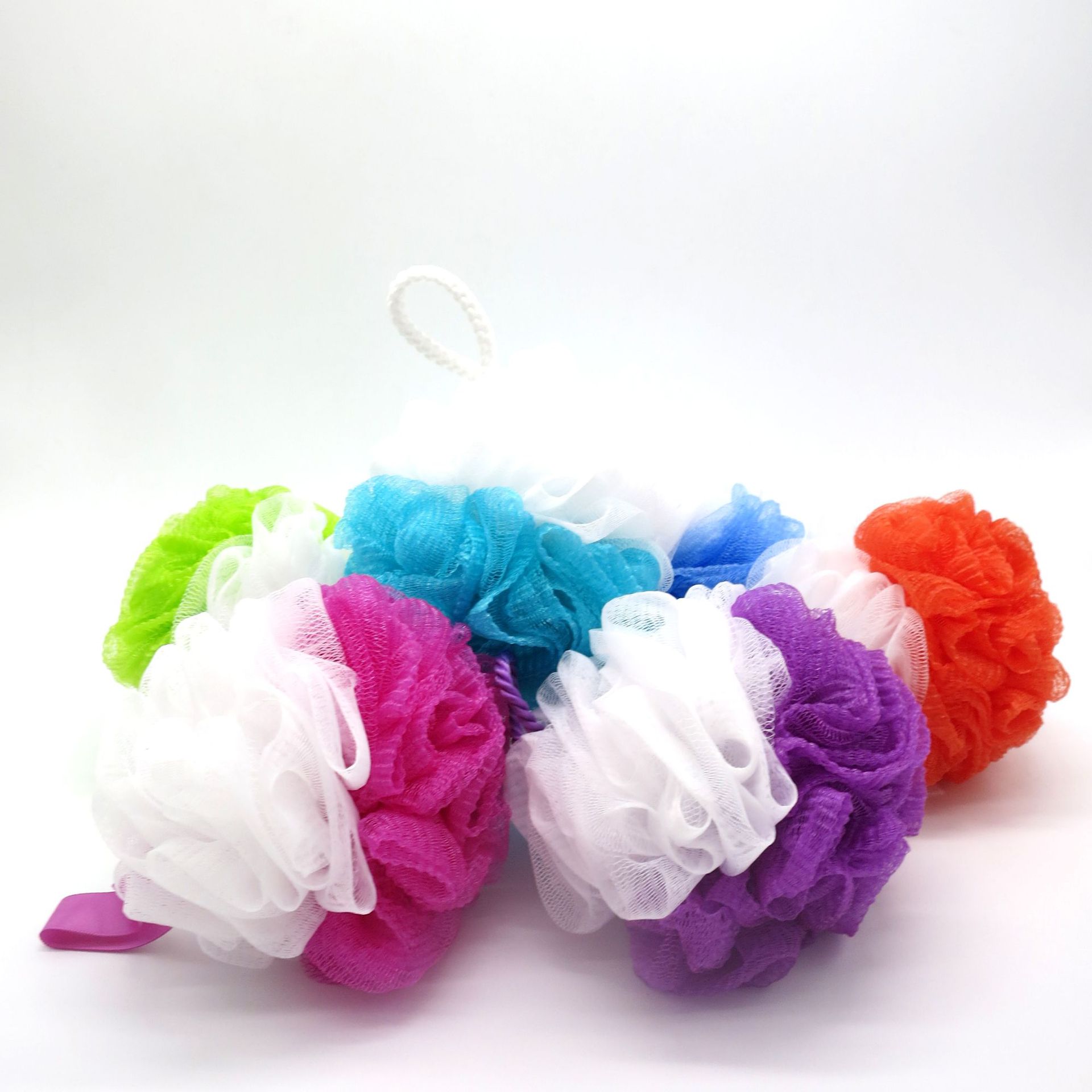 沐浴球源头工厂爆款素色超柔沐浴球双拼色不散沐浴花可定制各款式详情10