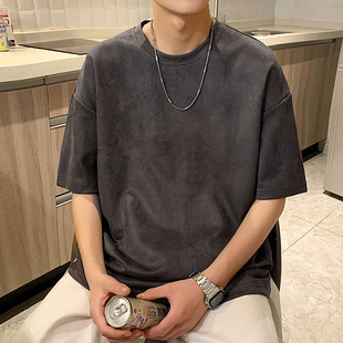 2023春季日系纯色简约基础款套头圆领毛衣男休闲宽松长袖针织衫男详情7