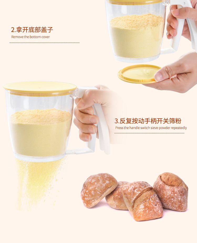 Manual cup-type flour sieves, flour sieves, handheld flour sieves, fine screens, sugar powder sieves, baking tools pic 8