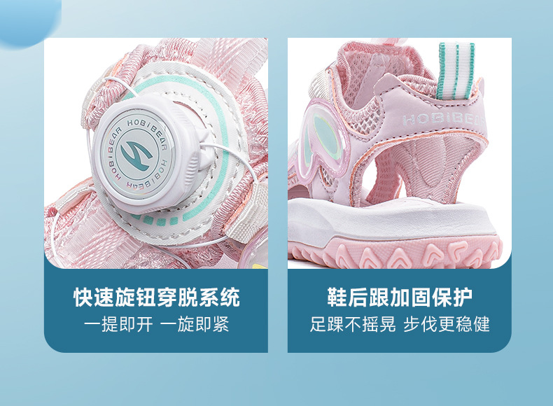 哈比熊女童凉鞋夏季款女生包头凉鞋旋转扣女童透气沙滩鞋厂家直销详情6
