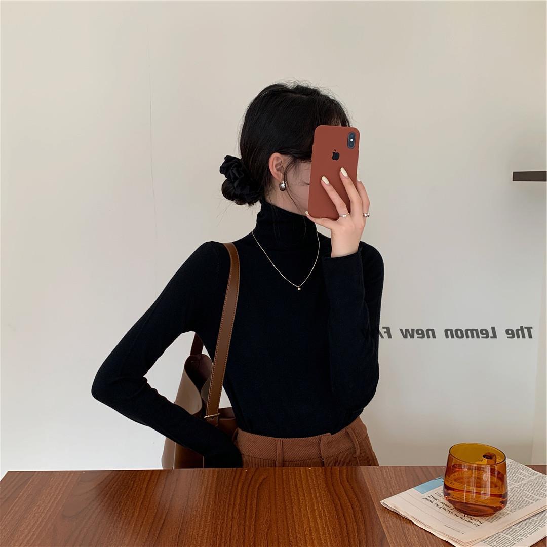 秋冬新款女装高领卷边打底衫糖果色修身保暖基础款仿羊绒衫毛衣女详情22