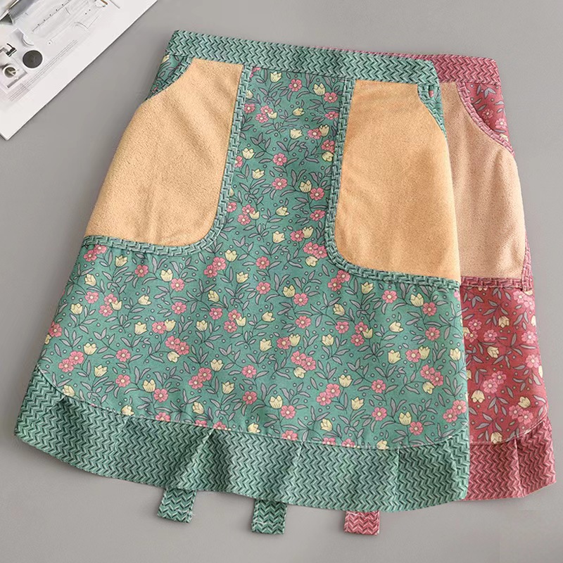 Cotton breathable summer half-length apron, stain-resistant and wear-resistant canvas, cute for girls, kitchen and catering special half-length waistband pic 12
