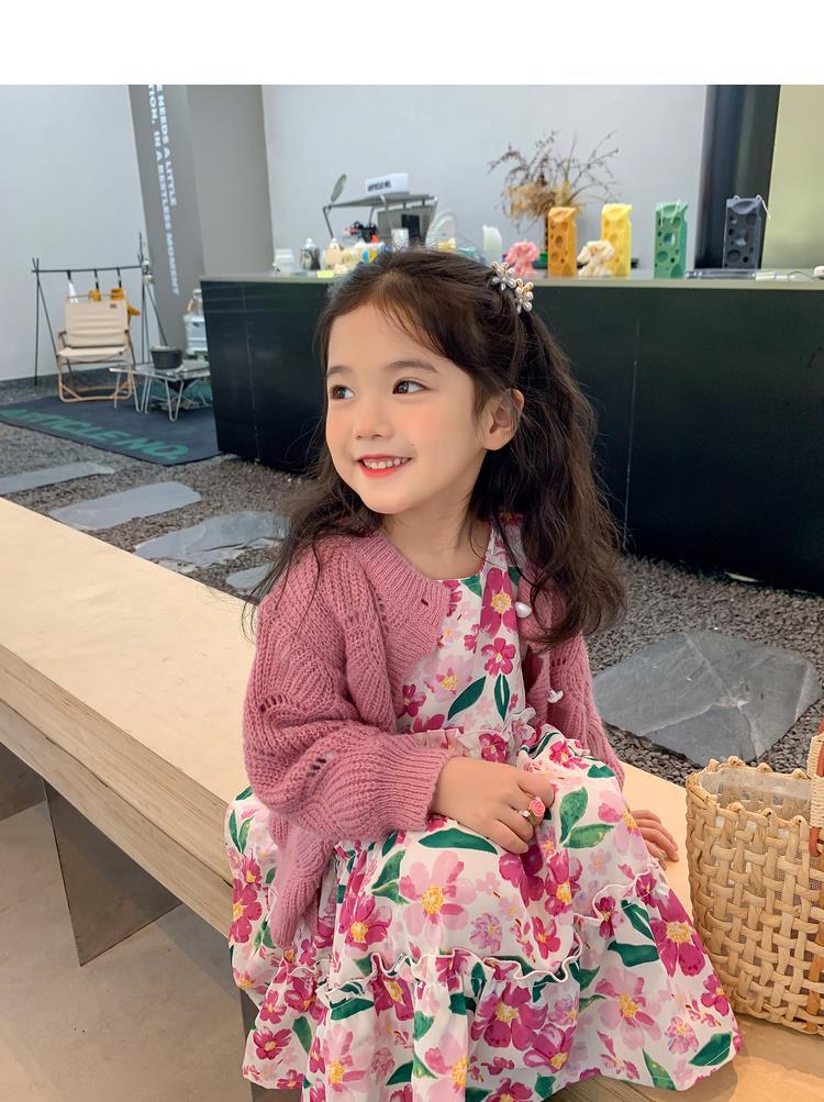 图图小象女童秋季童装儿童韩版碎花连衣裙洋气针织开衫宝宝套装详情30
