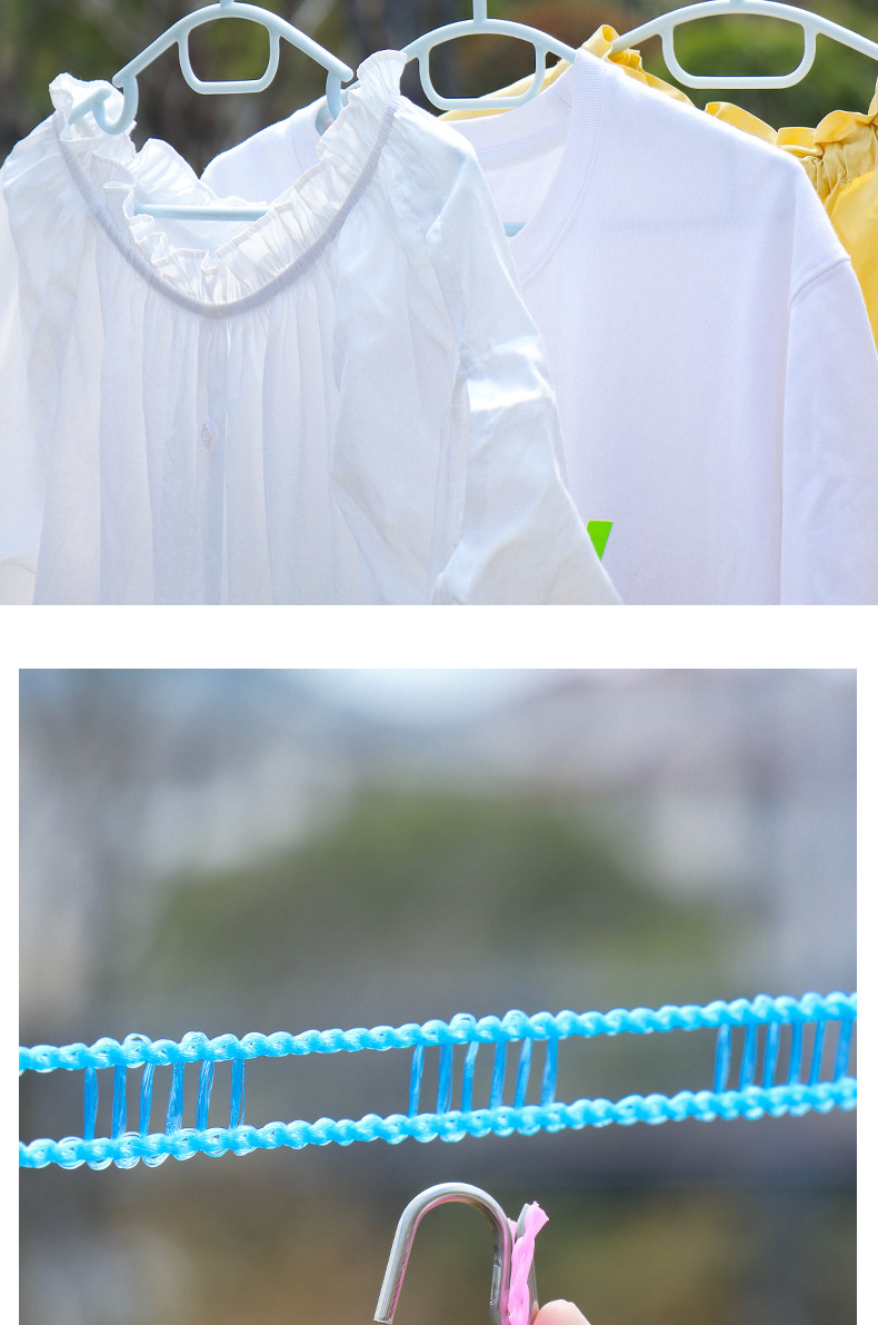 Anti-slip and windproof clothesline, fence-type clothesline, quilt-drying rope, 5-meter clothesline, outdoor travel clothesline for hanging and cooling clothes pic 10