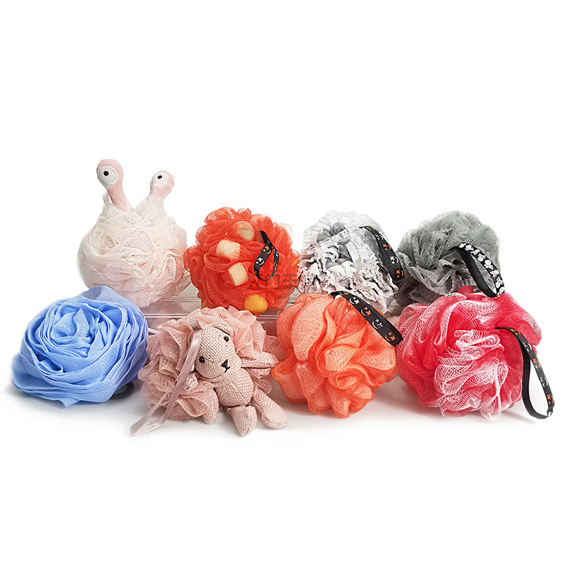 Customizable styles of bath balls from the original manufacturer, including bubble nets, bath sponges, bath balls, GRS recycled materials, and bath flowers pic 7