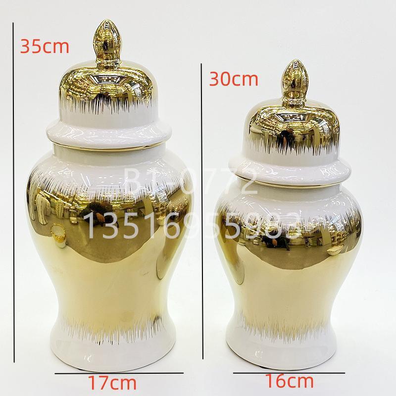 Ceramic electroplated golden-edge general bottle home decoration piece, light luxury handicraft decoration soft furnishing, living room entrance countertop decoration piece pic 15