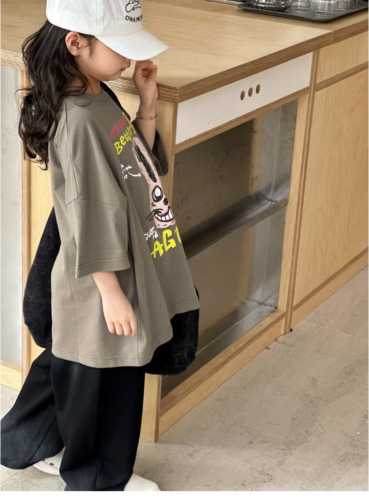 儿童短袖t恤女童夏装2025新款男童半袖体恤宽松休闲卡通洋气上衣详情39