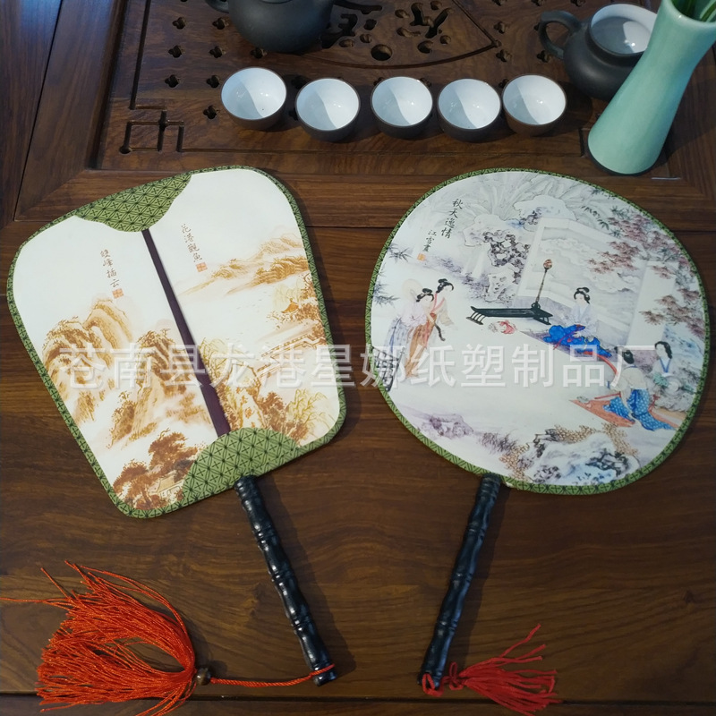 古风扇子企业团扇圆扇中国风蒲扇汉服刺绣宫廷团扇直供详情25