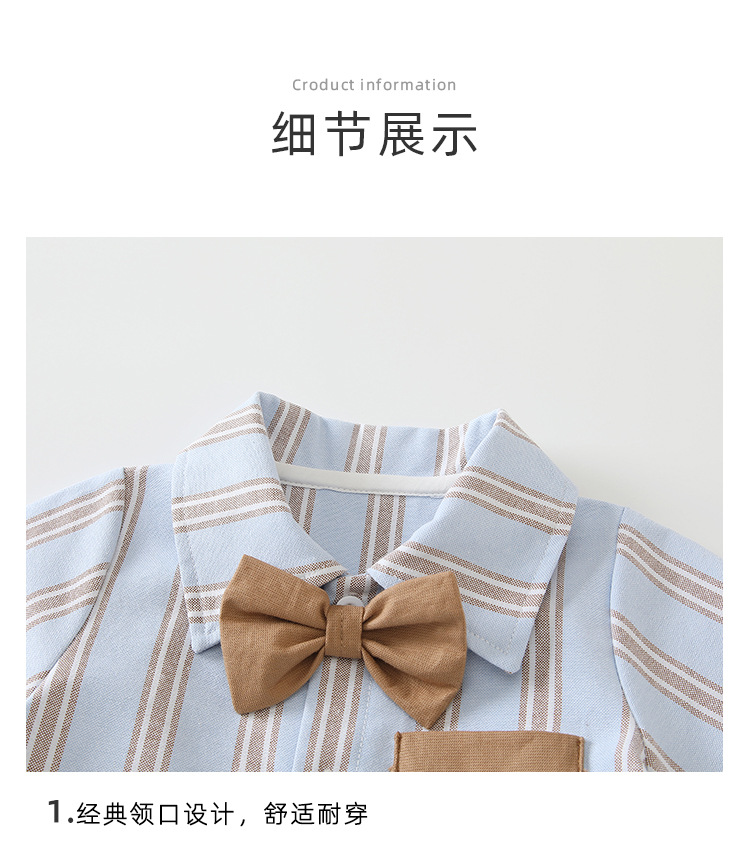 ins baby clothes summer striped short-sleeved A-class stylish baby body clothing Korean version gentleman baby outdoor crawling clothes pic 23
