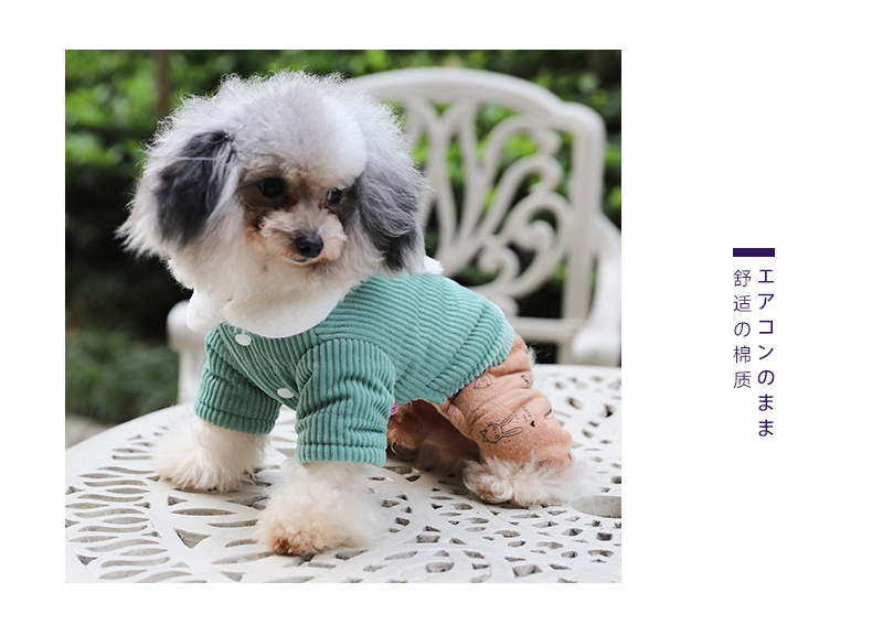 Fashionable and beautiful pet cotton-padded clothes for autumn and winter, corduroy warm dog four-legged coat, thick and comfortable cat coat pic 6