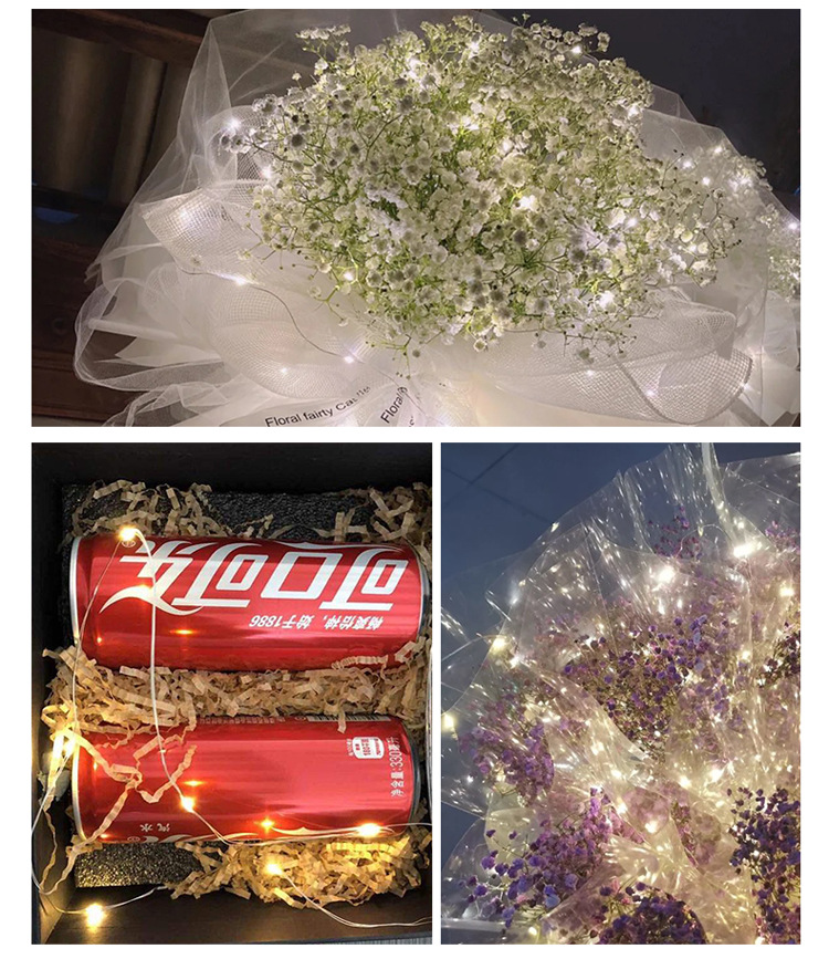 led copper wire light, button battery light, flower cake decorative light, small white box light, string small colored light, string light, copper wire light pic 10