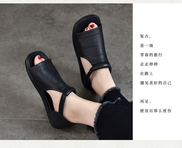 夏季中空女凉鞋真皮平底软底低帮罗马鞋2024新款头层牛皮露趾凉鞋详情20