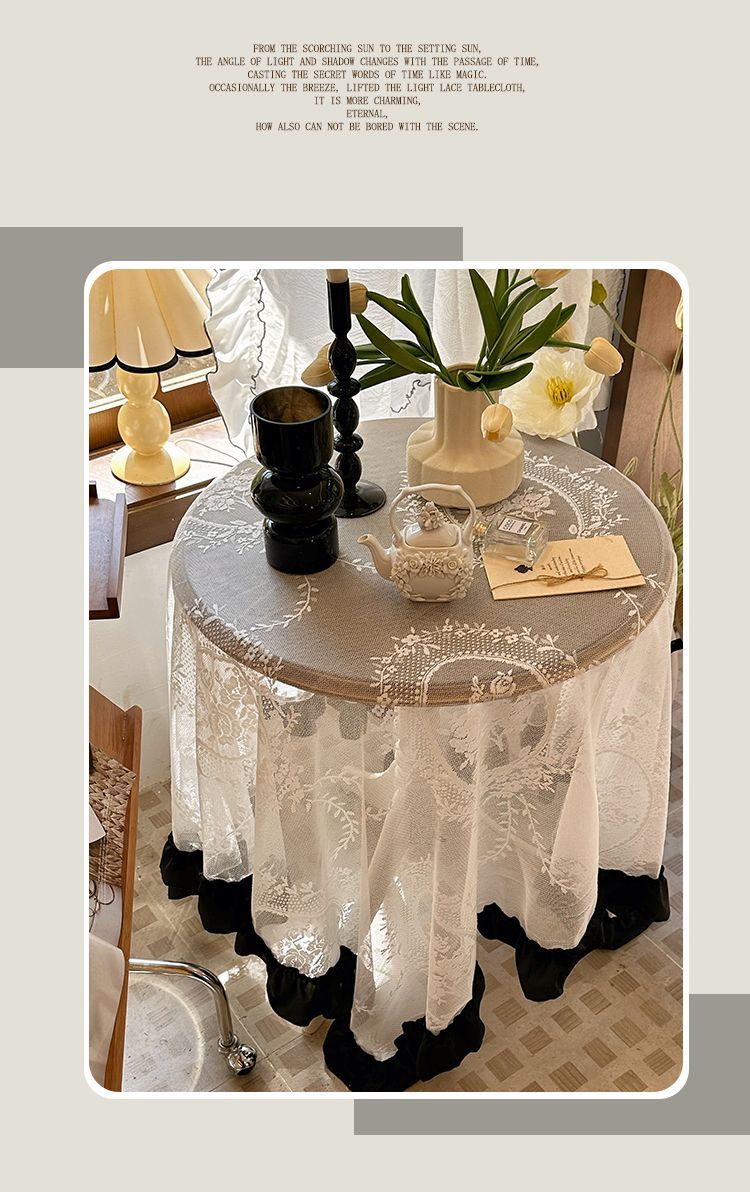 Amazon lace French court tablecloth with ruffled edge patchwork, cross-border retro high-end new tablecloth on Xiaohongshu pic 11