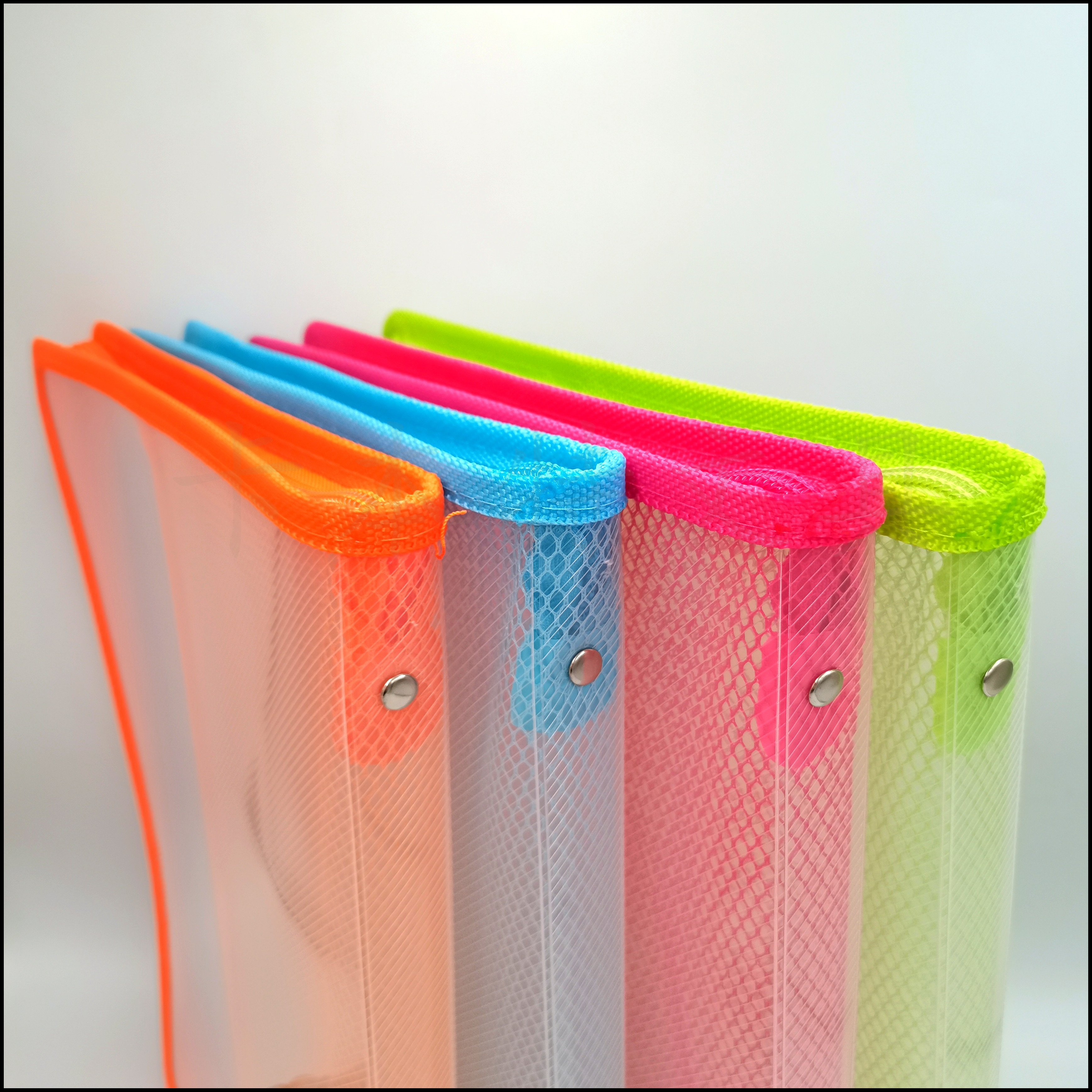 A4 transparent zipper file bag, office materials bag, folder factory direct sales, mixed color edge classification storage bag, folder file box pic 5