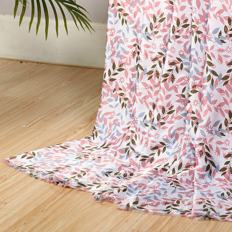 New satin chiffon printed fabric with small floral plain weave chiffon and silk-like dress and pajama printed fabric pic 29