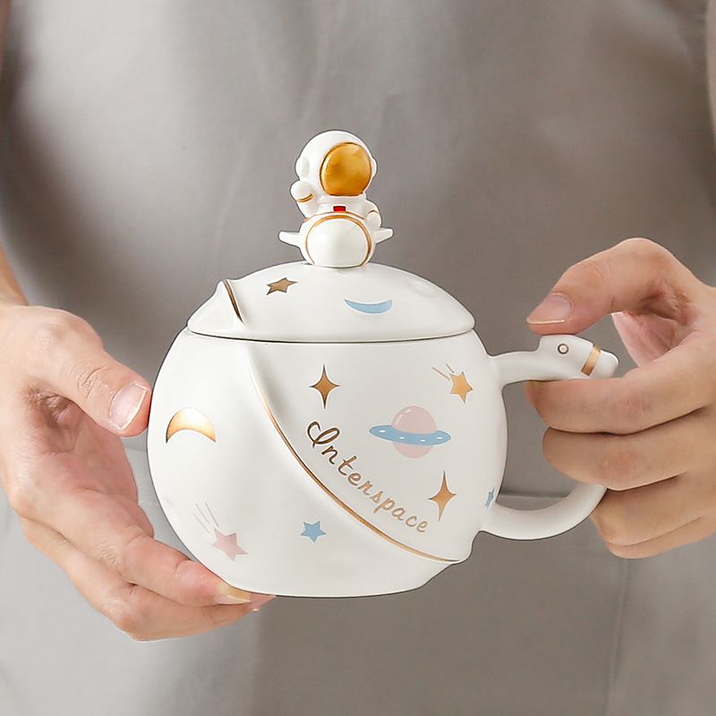 Cartoon rocket Planet mug, creative space astronaut water cup, large-capacity coffee cup gift box, ceramic cup pic 34