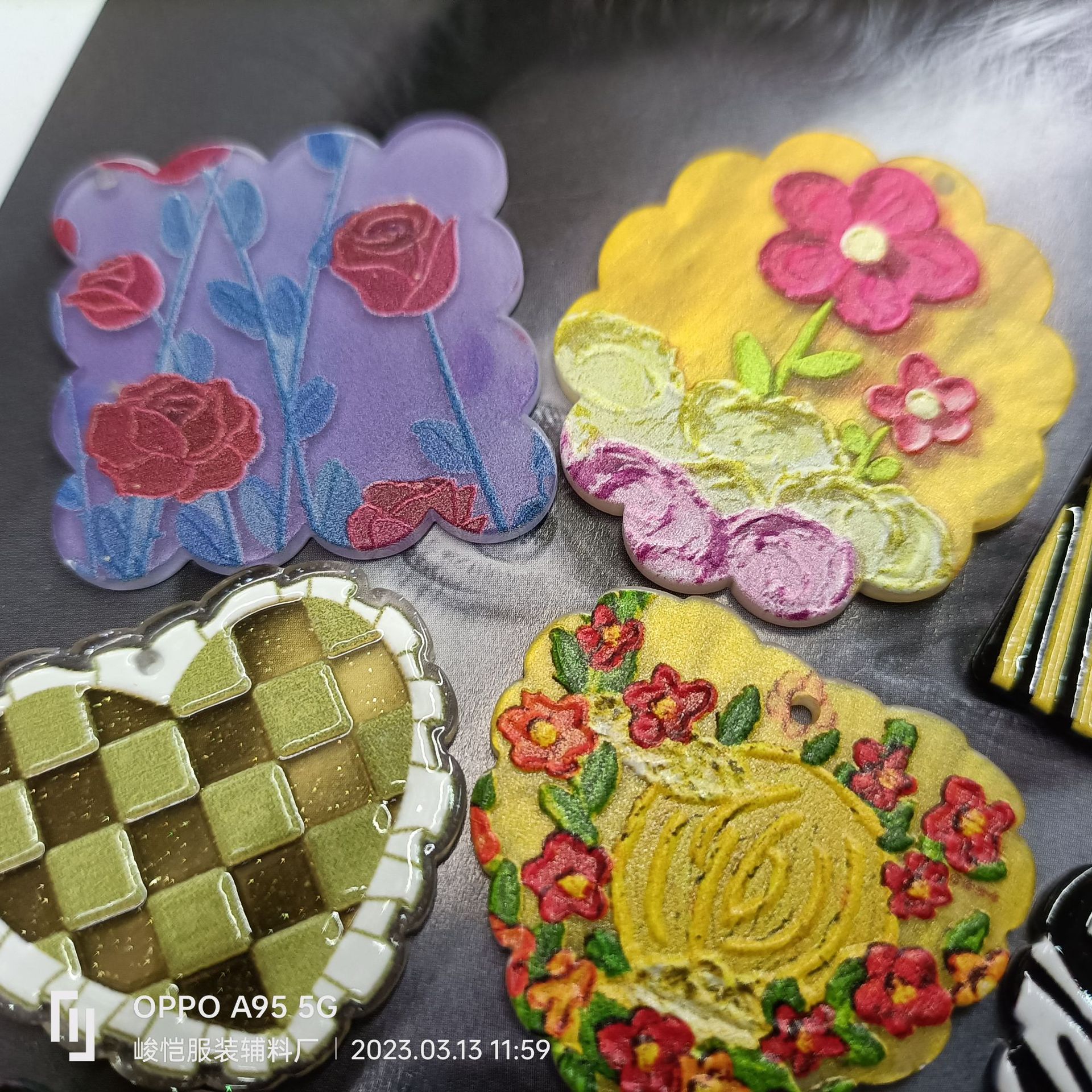 ins colorful and irregular-shaped flower apple color block relief acrylic pendant DIY handmade jewelry earring accessory material pic 4