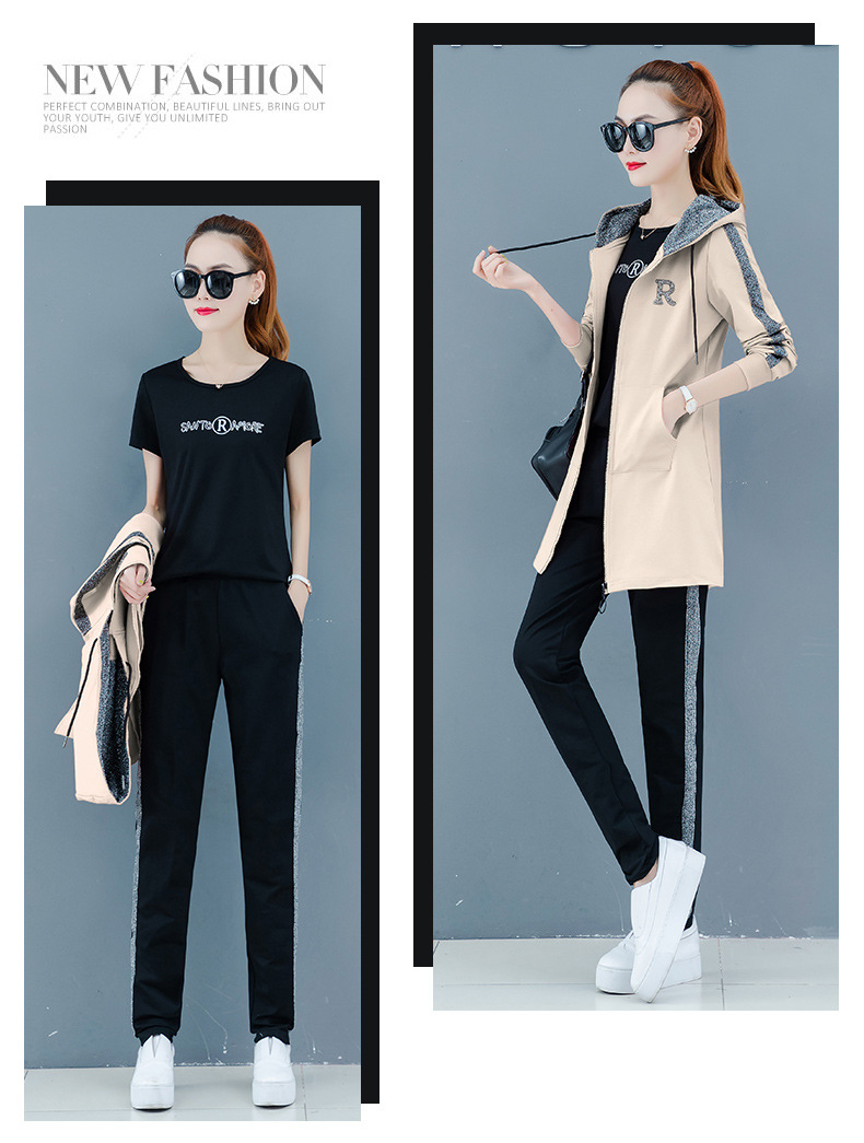 运动套装女春秋季2020新款宽松时尚卫衣三件套大码长袖跑步休闲服详情14