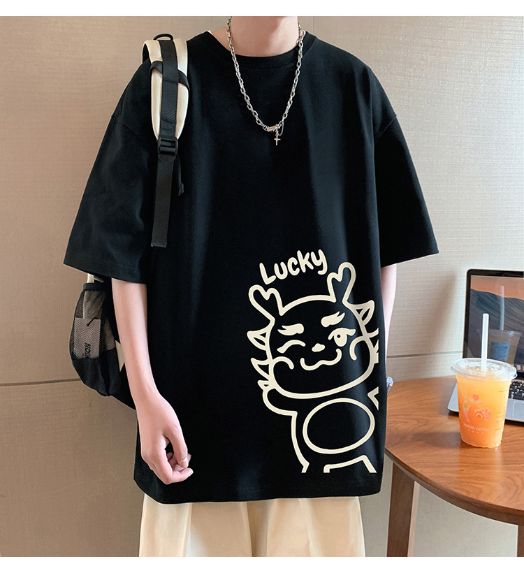 短袖t恤男夏季2024新款卡通印花纯棉半袖宽松潮流情侣休闲体恤衫详情19