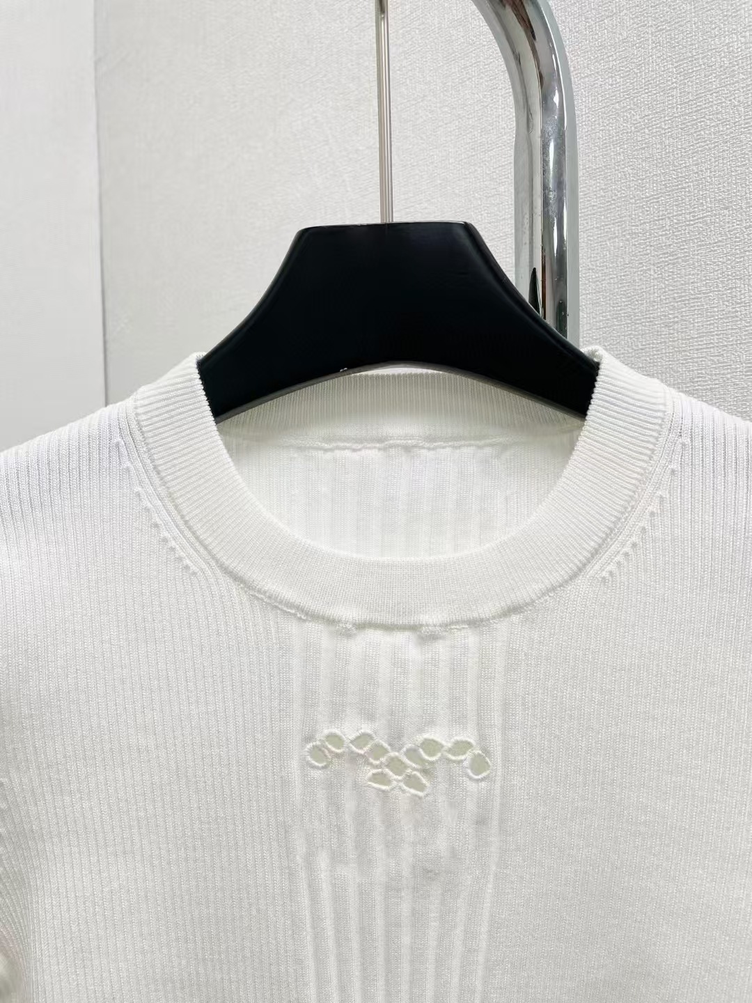 高定小香风双C镂空针织衫短袖25年早春新款修身显瘦百搭短款T恤女详情12