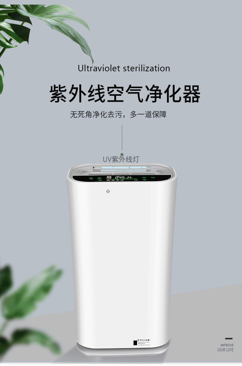 Household air purifier UV ultraviolet sterilization, indoor formaldehyde and odor removal, cross-border English negative ion purifier pic 6