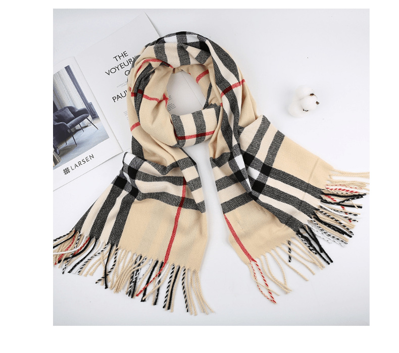 British-style bright red cashmere scarf, selected wool baba checkered warm scarf, thick shawl for men and women, parent-child style pic 16