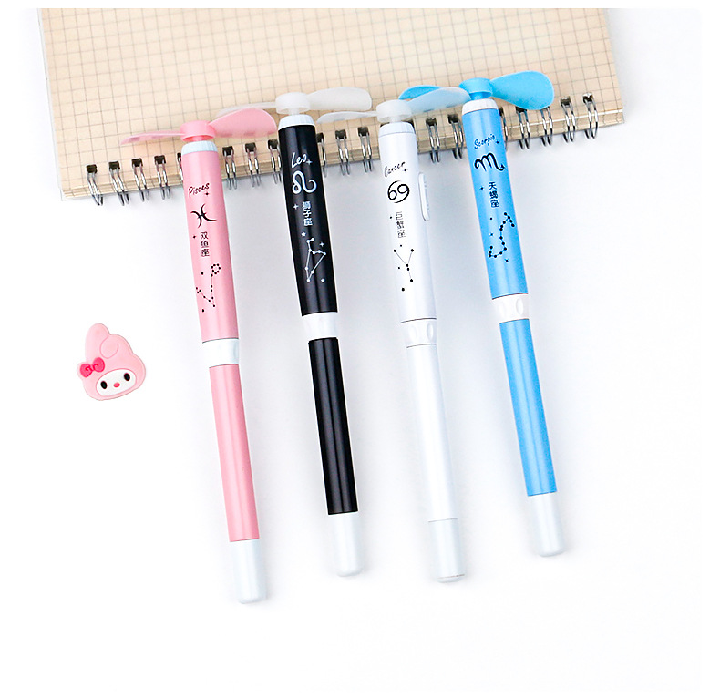 Creative shaped electric small fan constellation gel pen, black 0.5mm signature pen, student exam office pen pic 12