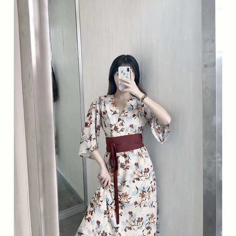 2022新腰带连衣裙收腰绑带布汉服改良版超仙复古中国风小个子碎花详情20