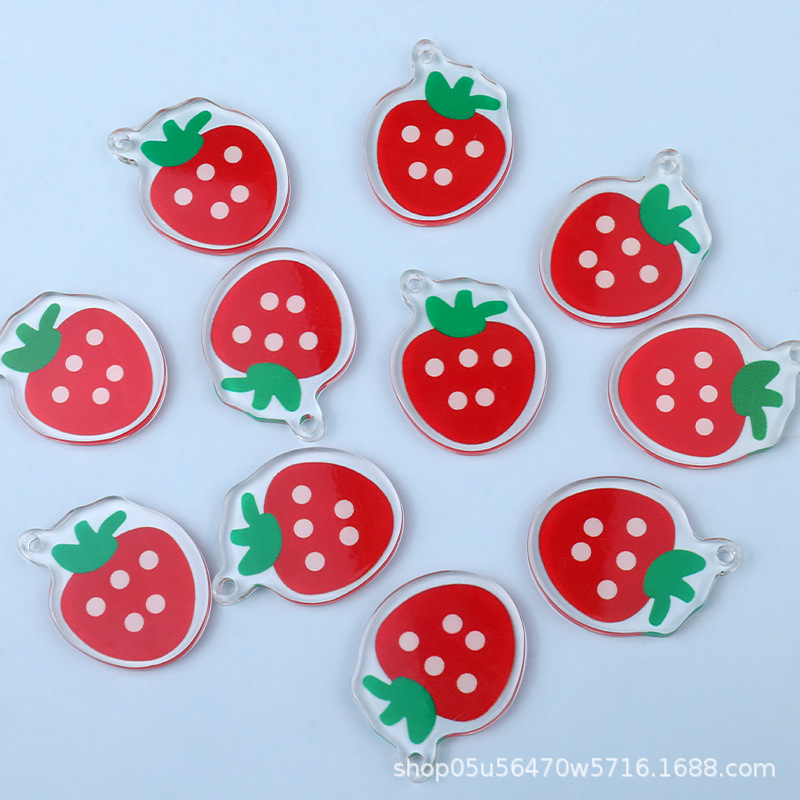 Wholesale of new printed strawberry acrylic transparent sheet diy handcrafted earrings and keychain accessories materials pic 2