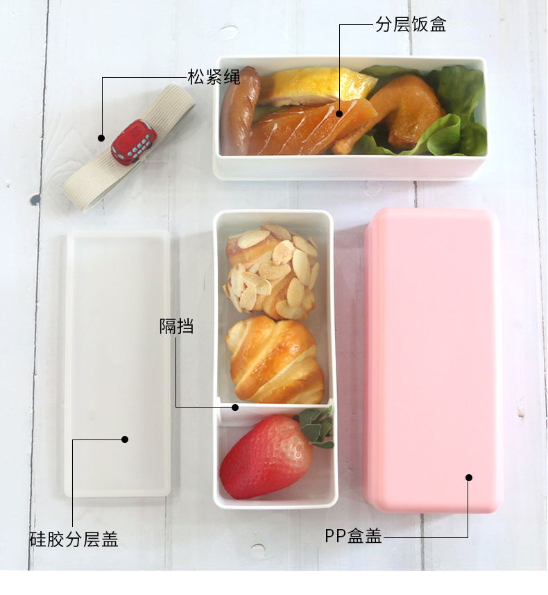 INS japonés de doble capa comprimido lunch box plegable pequeño fresco simple bento box para adultos estudiantes con lunch box pic 13