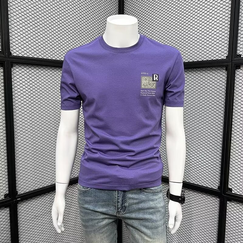 Short-sleeved men's T-shirts, summer half-sleeved men's body t-shirts, trendy Korean style student base shirts, trendy pic 4