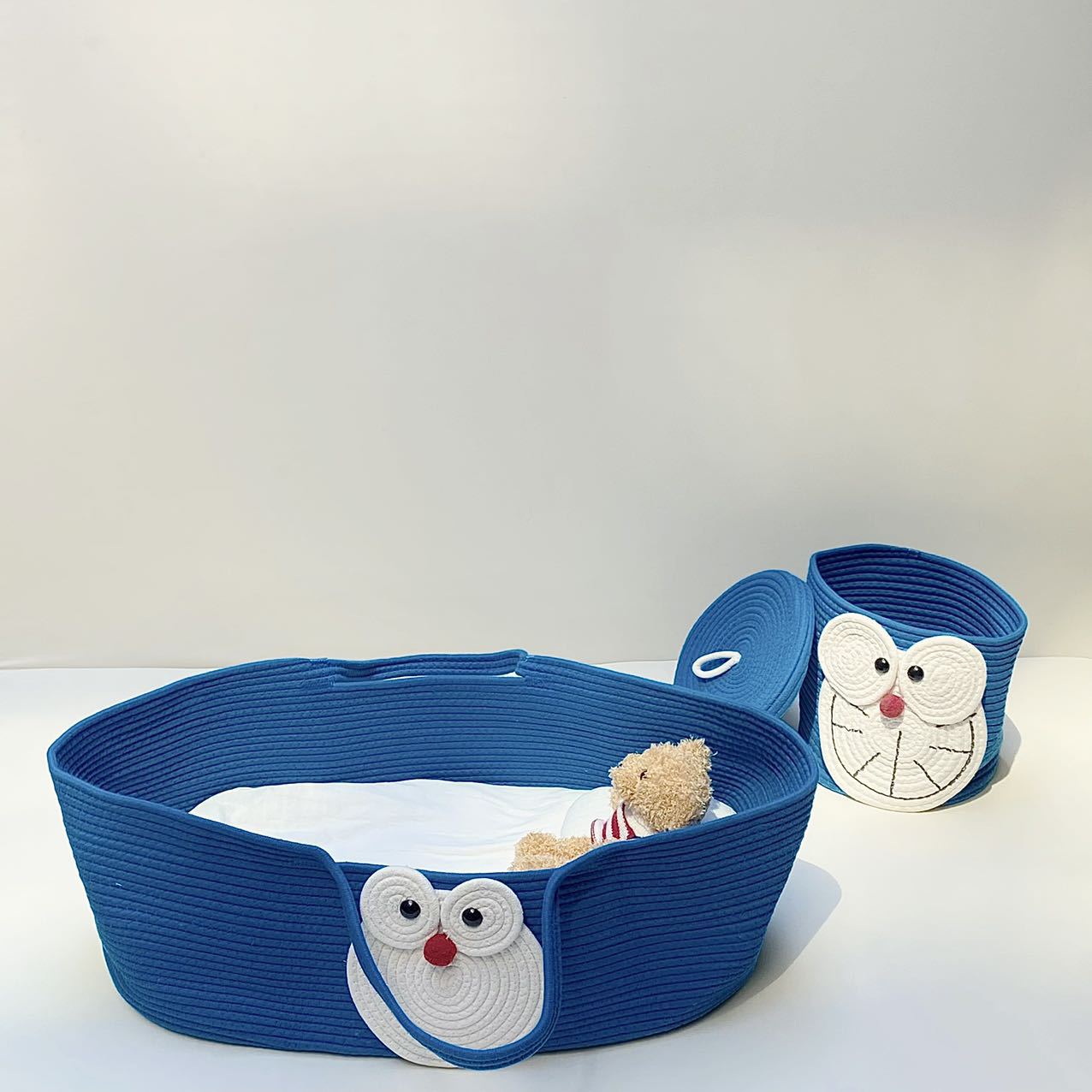 ins Nordic-style baby hand-held basket, portable pure cotton woven baby sleeping basket, foldable hand-held crib pic 46