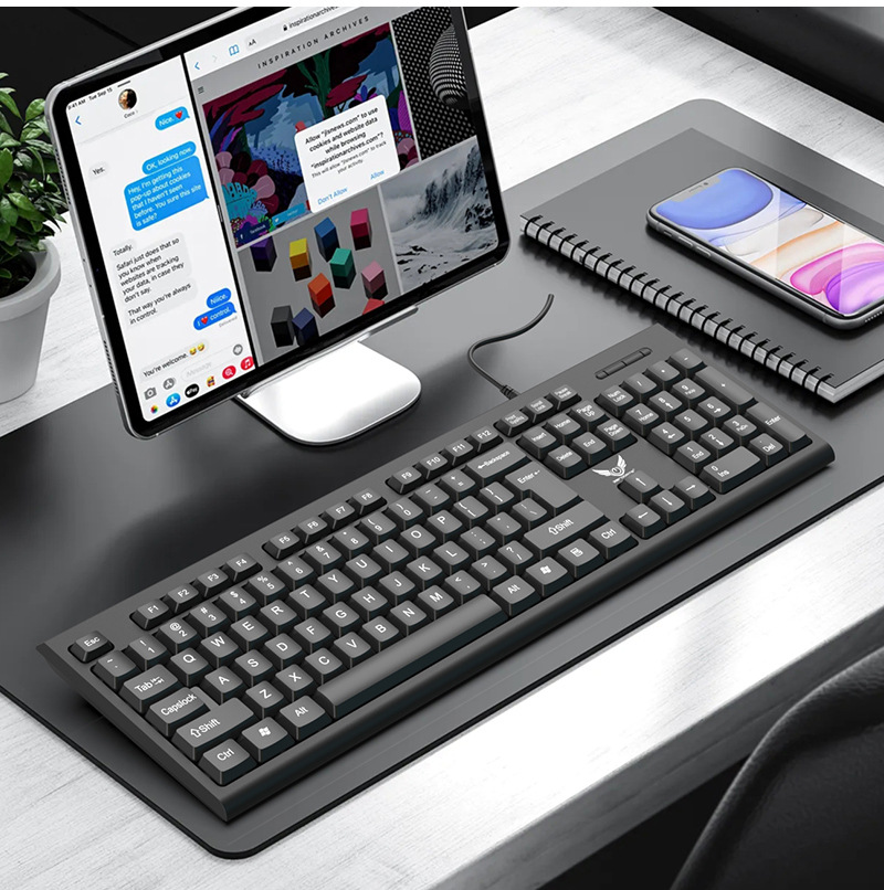 Factory stock 618 wired keyboard, splash-proof chocolate keycaps, lightweight membrane keyboard, usb office keyboard pic 14