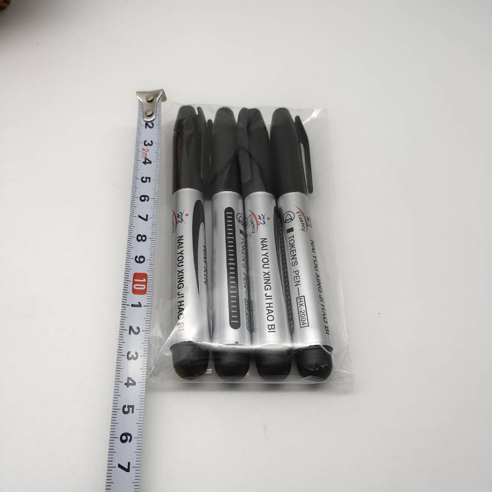 4 marker pens in a bag: large large-headed pen, black ink-filled large-headed pen, blue and red oil-based express logistics pen pic 2