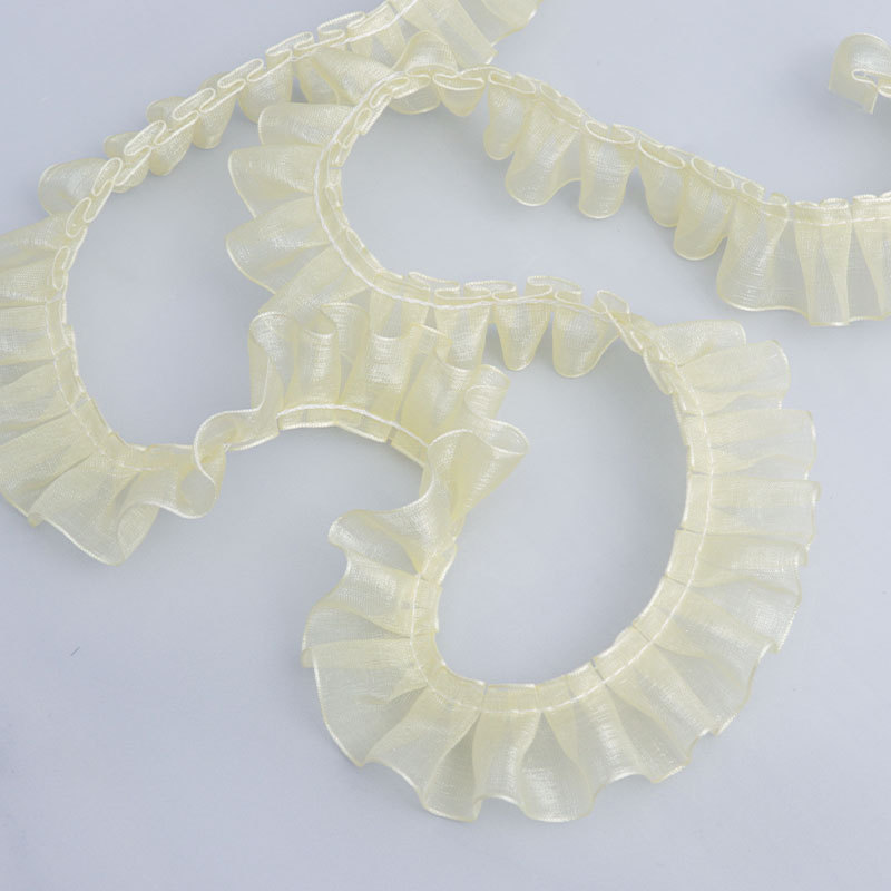 2.5cm transparent pleated chiffon lace trim, handmade DIY skirt hem, dress accessory and trim wholesale pic 4