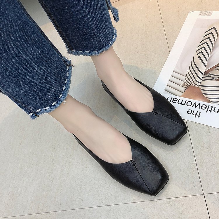 单鞋女2022年新款女式平底鞋方头浅口奶奶鞋软底豆豆鞋女鞋批发详情15