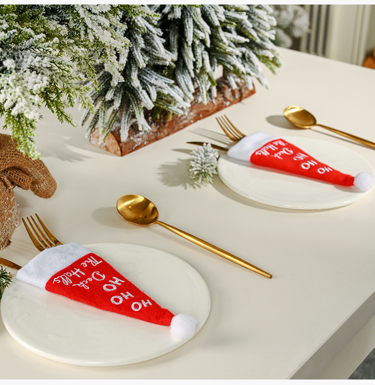 New Christmas decorations: small hats, knife and fork covers, HOHO table decorations, knife and fork bags, wine bottle covers, and holiday supplies pic 7