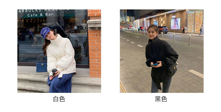 白色羽绒棉服女冬外套2022年新款轻薄收腰韩版欧货冬装短款面包服详情4
