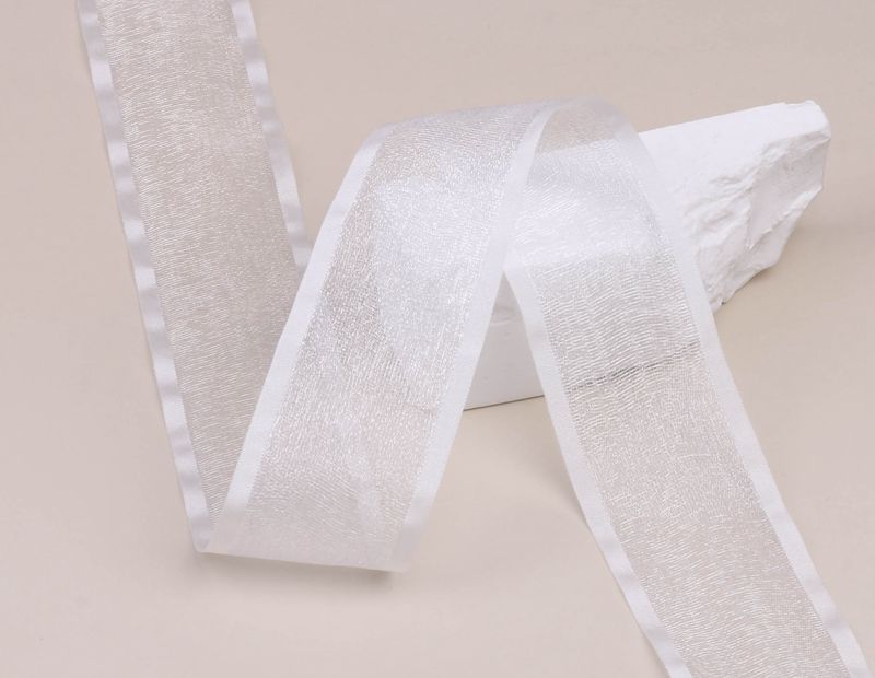 Double-layer thick-edged solid color glossy snow gauze ribbon bow hair accessory clothing Wedding cake gift box packaging sheer gauze ribbon pic 7