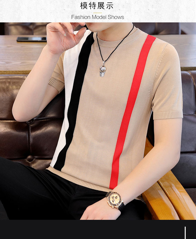 源头厂家2024夏季冰感透气时尚短袖T恤男新款青少年休闲百搭T恤男详情11